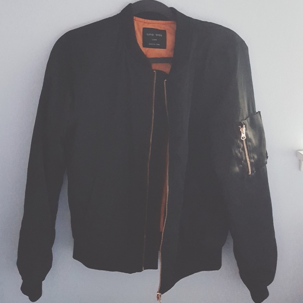 Designer black bomber jacket ♡